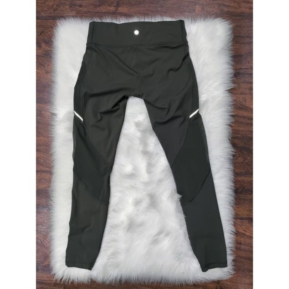 Lululemon Mid Rise Wide Waistband Pull On Leggings Green Women's Size 8